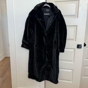 Luxurious Black Faux Fur Coat